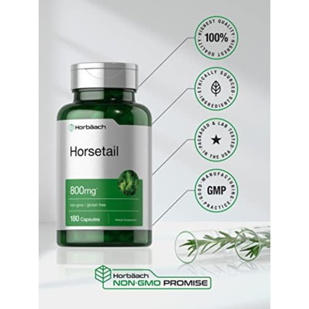 Horbaach Horsetail Herb Extract 800mg NonGmo Gluten Free Supplement 180 Capsule