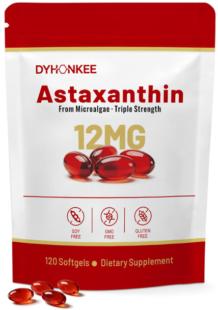 Astaxanthin 12mg 120 Softgels, 4 Month Supply,Triple Strength,Non-GMO,Eye Health