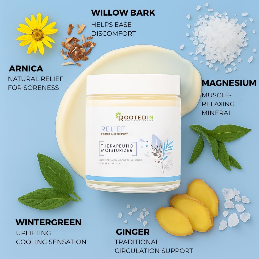 Rooted In Relief Topical Magnesium Cream for Cramping Soreness, Comfrey Pep…
