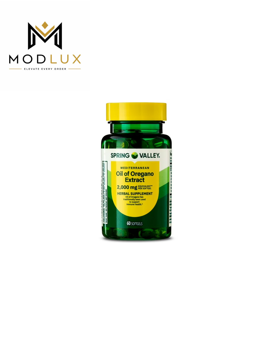 Spring Valley Oil of Oregano Softgels 2000 mg Herbal Supplement 60 Count