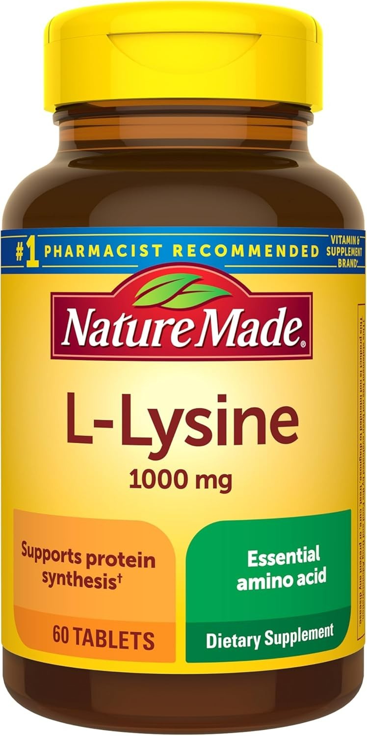 L-Lysine 1000 mg, Dietary L-Lysine Supplements, 60 Tablets, 60 Day Supply