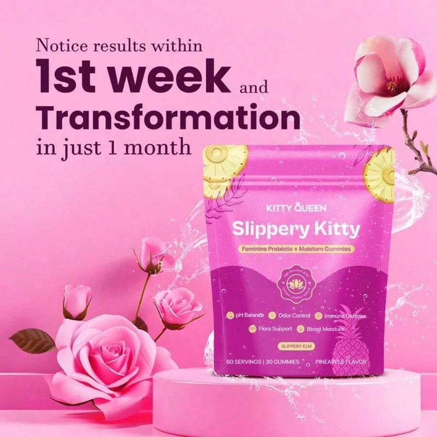 Kitty Queen Slippery Kitty Feminine Probiotic + Moisture Gummies | Pineapple Fla
