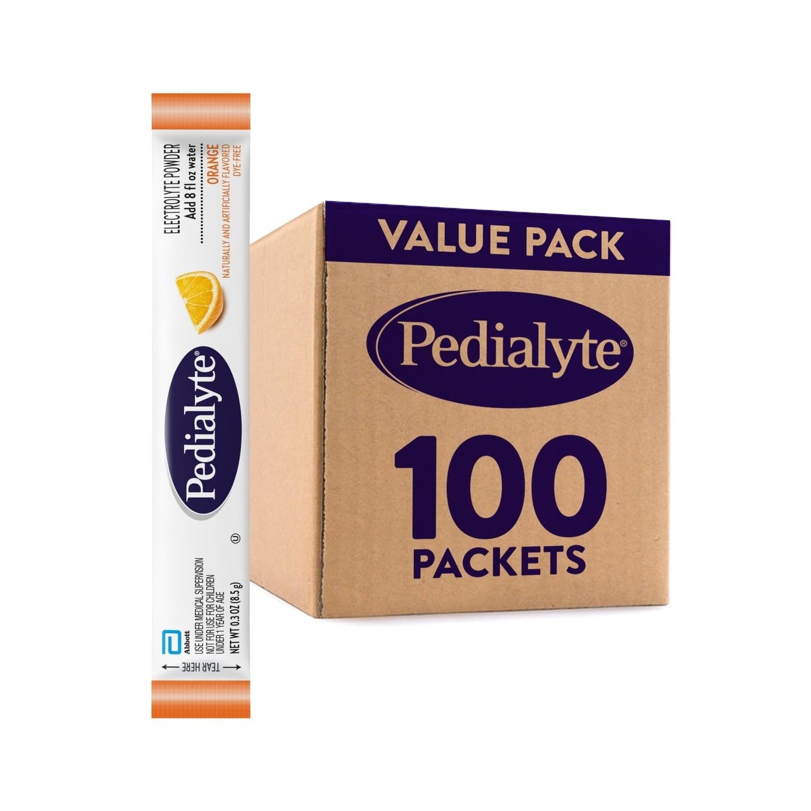 Pedialyte Electrolyte Powder, Hydration Drink for Kids & Adults, Orange, 100 …