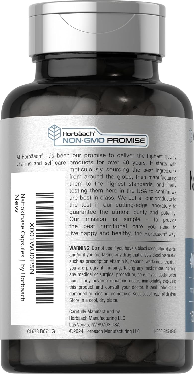 Nattokinase Capsules 4000 FU | 150 Count | Non-GMO, Gluten Free | by Horbaach
