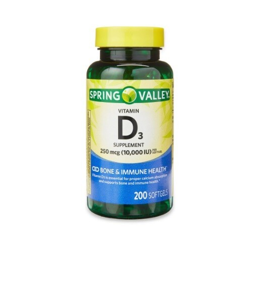 Spring Valley Vitamin D3 Softgels 250 mcg 10,000 IU 200 Count