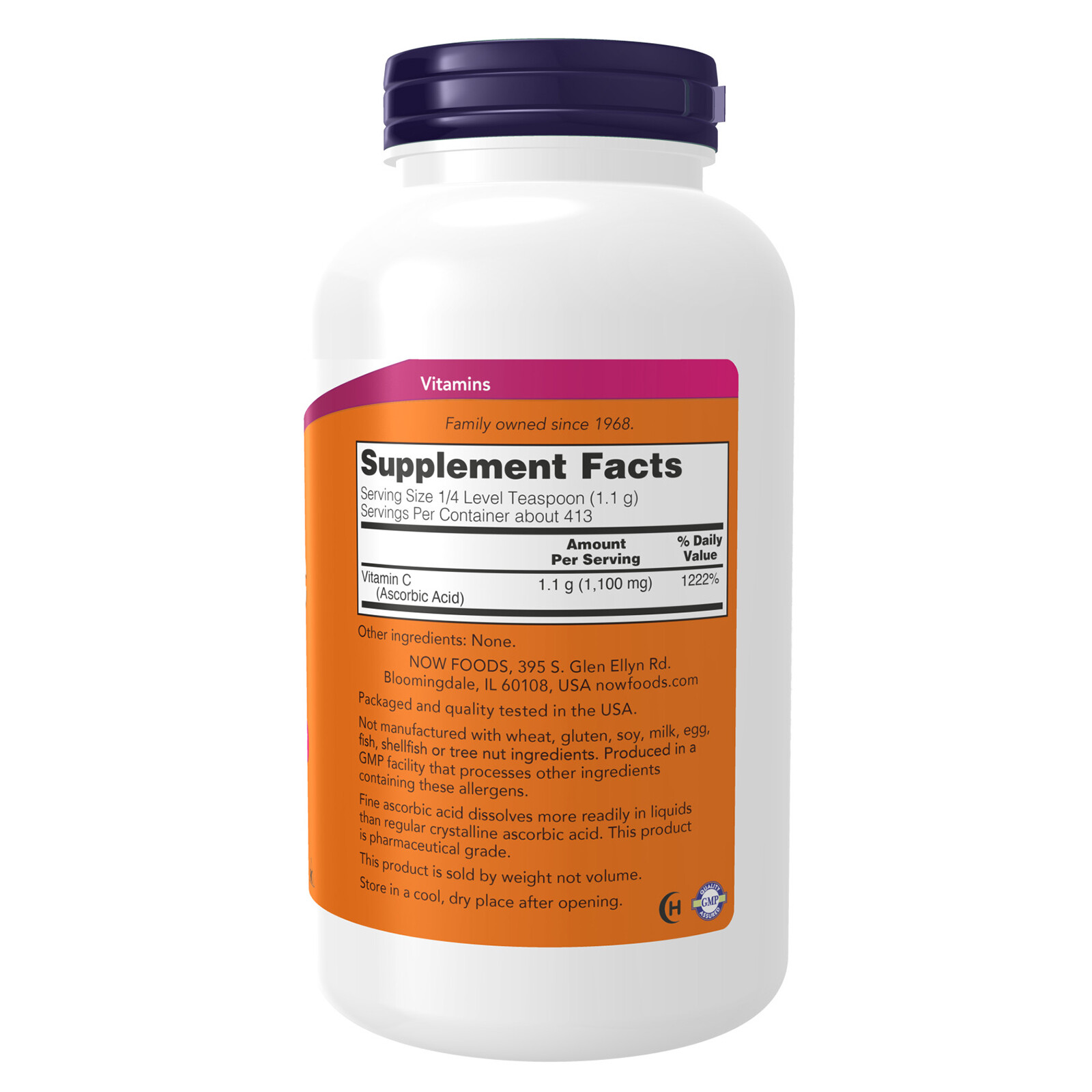 3 x NOW Vitamin C Crystals 100% Pure Ascorbic Acid Powder 1 lb