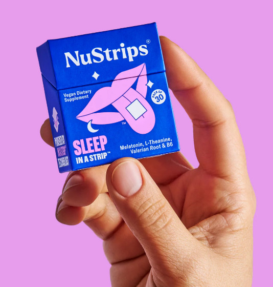 NuStrips™ Fast-Dissolving Sleep Strips with 5mg Melatonin – 30 Strips, Blueberry