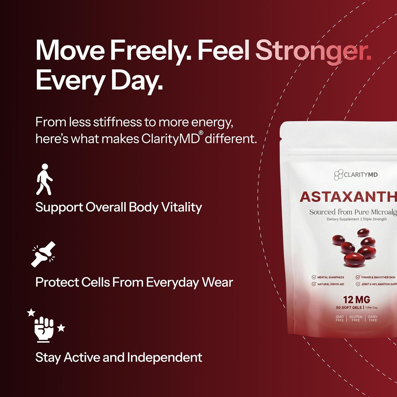 Astaxanthin 12mg Antioxidant Supplement 30 Softgels Natural Microalgae