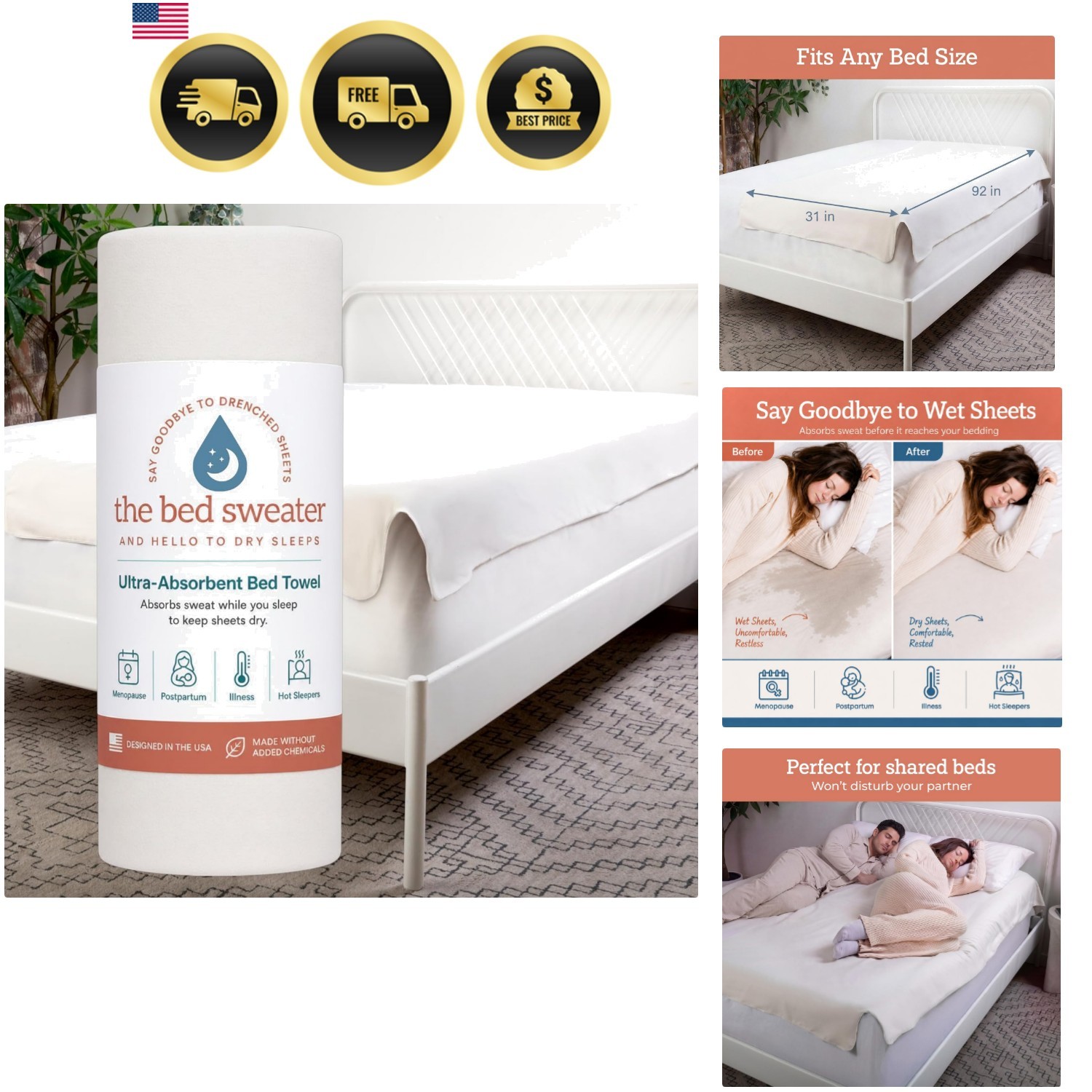 Ultra-Absorbent Microfiber Bed Layer for Night Sweats, Menopause, Postpartum …
