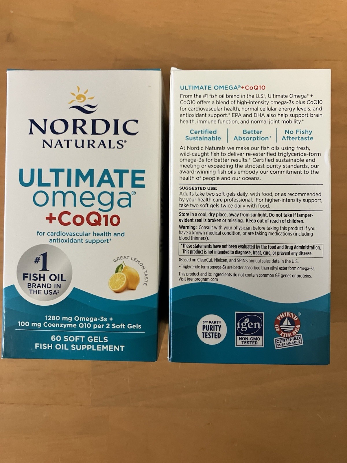 2-Pk. Nordic Naturals Ultimate OMEGA + CoQ10, 120 Soft Gels Total, Lemon Flavor