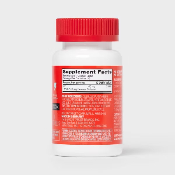 Iron Slow Release Dietary Supplement Tablets – 30ct – up&up:45mg Iron Per Tablet