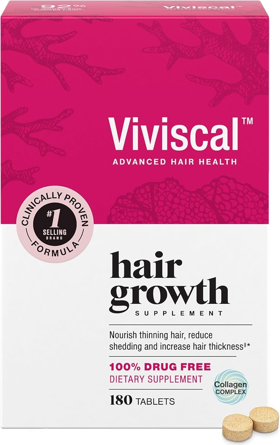 VIVISCAL Hair Growth Supplement for Women 180 Tablets – 3 Month Supply