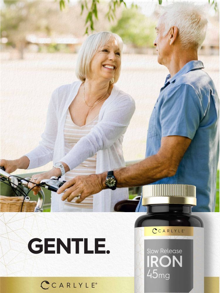 Iron 45 mg | Slow Release | 180 Tablets | Ferrous Sulfate | by Carlyle