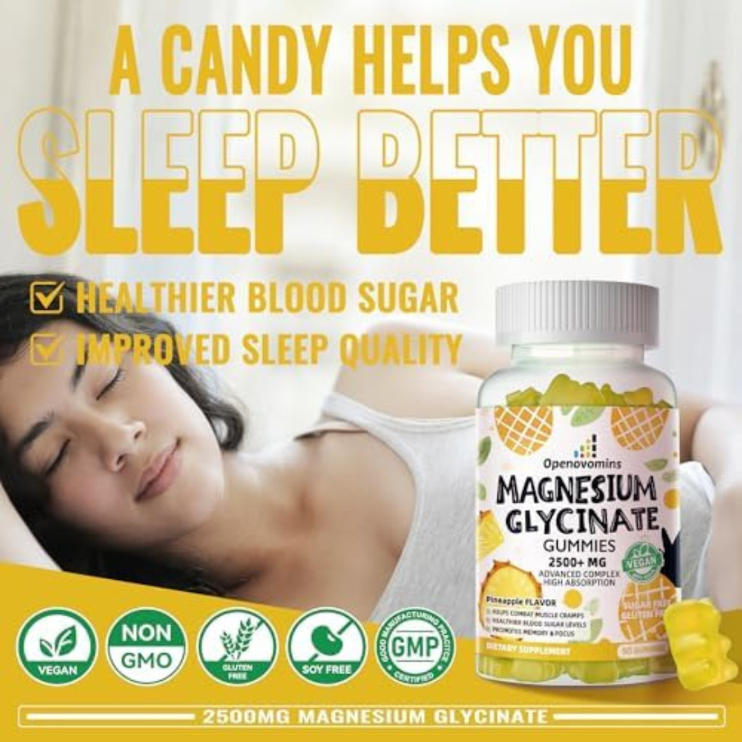 Magnesium Glycinate Gummies 2500mg – Sugar Free Magnesium Potassium Supplement w