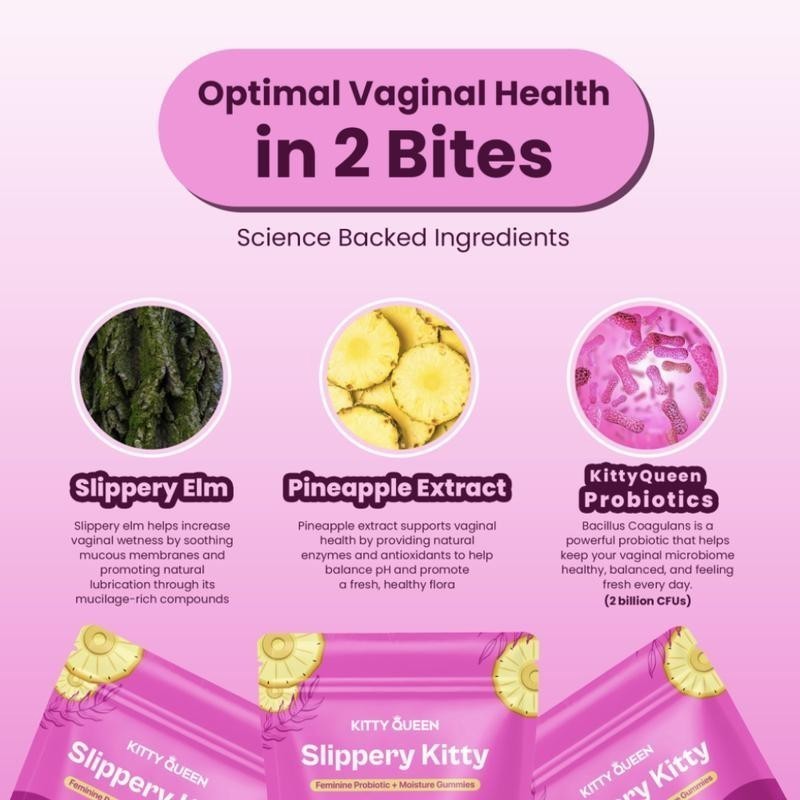 NEW LUXRY Kitty Queen Slippery Kitty – Feminine Probiotic + Moisture Gummies