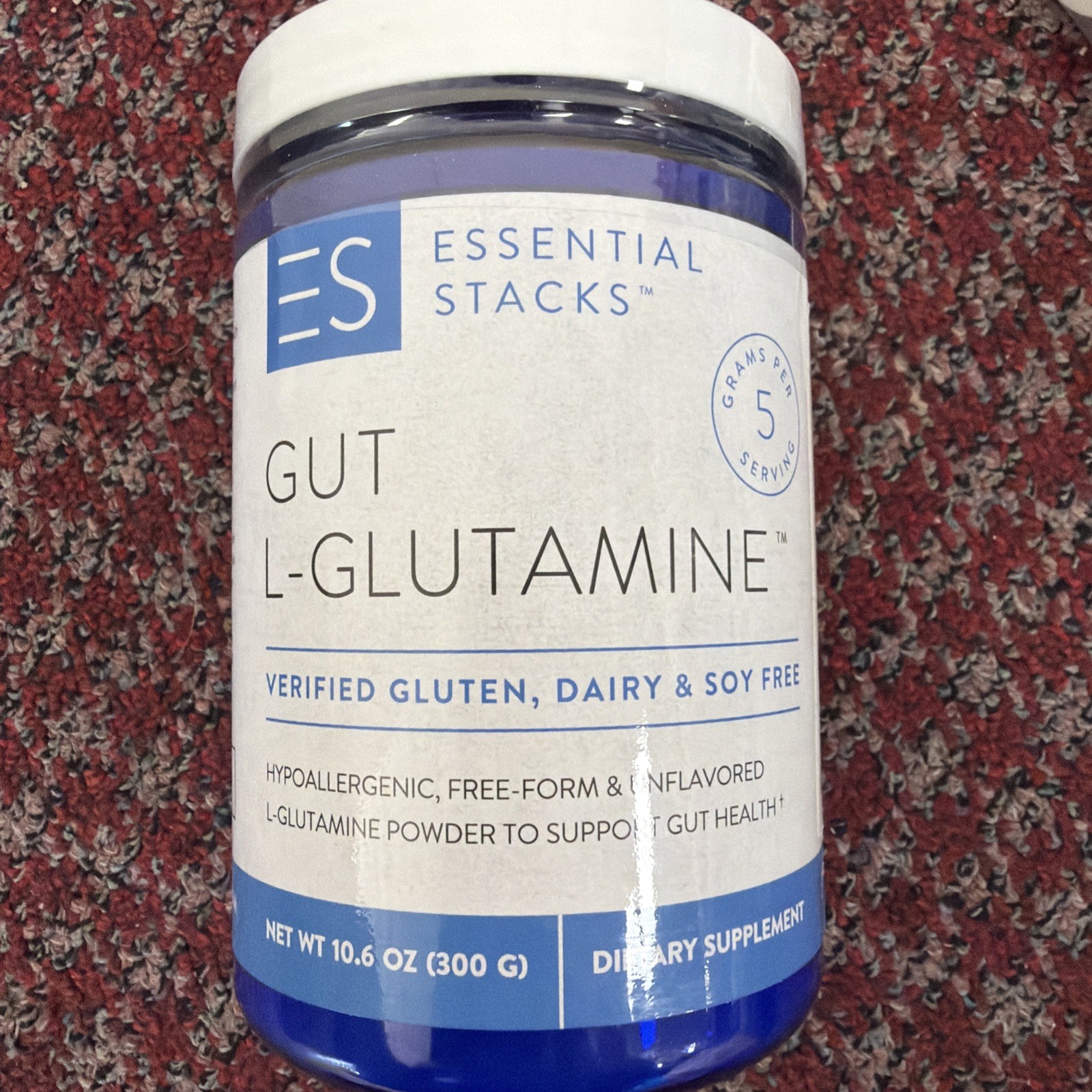 Essential Stacks Gut L-Glutamine Powder Gut Health 10.6 Oz Exp 08/2026