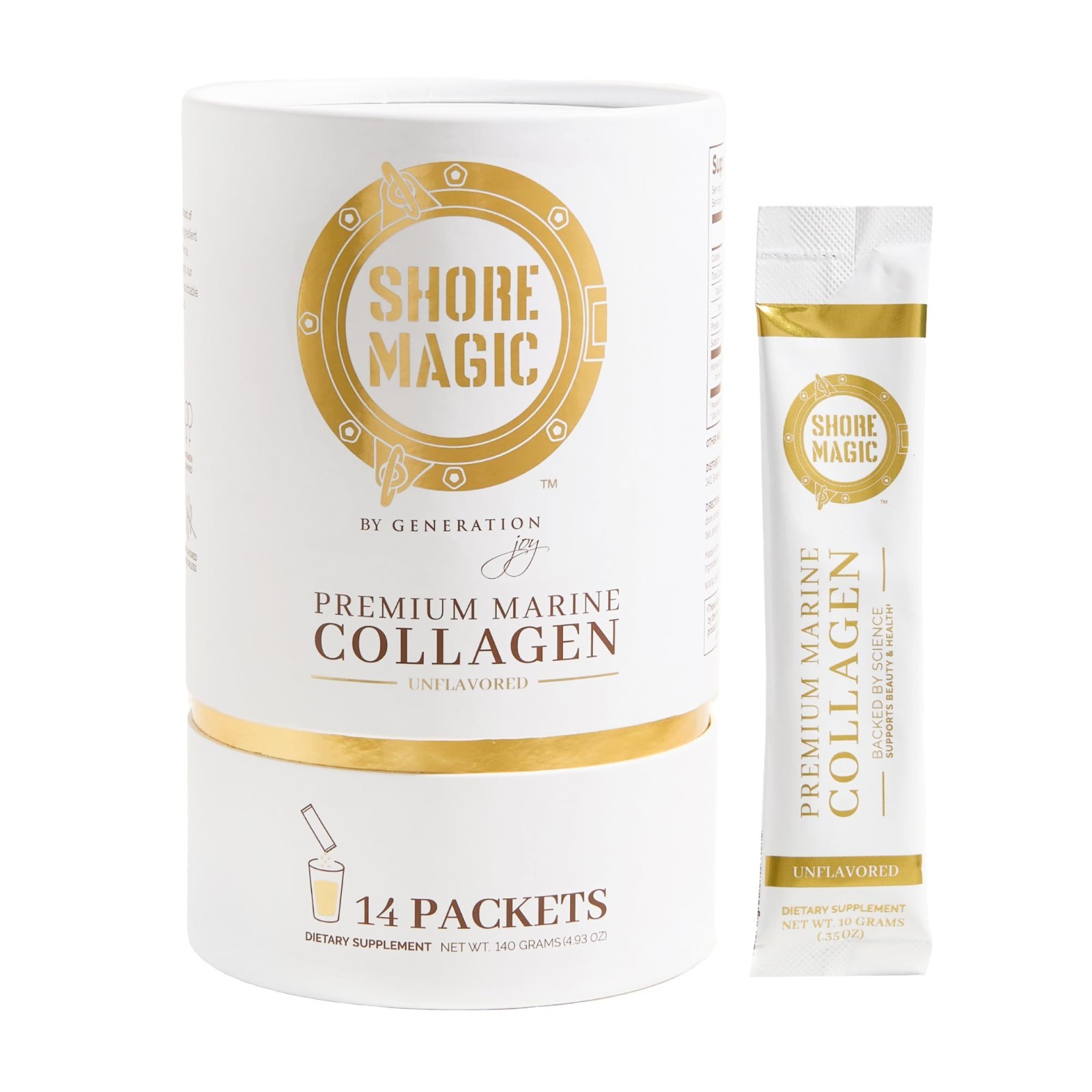 Premium Marine Collagen Powder – Unflavored Hydrolyzed Peptides, 14 Packets, Sup