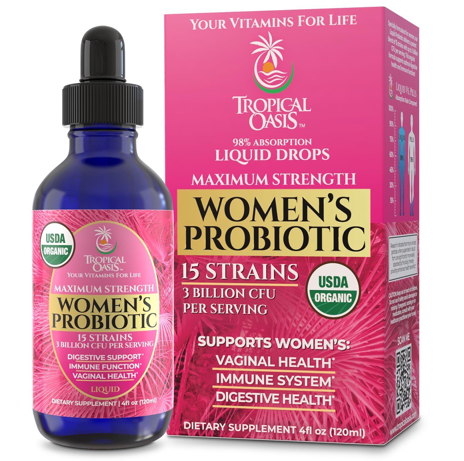 USDA Organic Liquid Probiotic for Women | PH Balance UT & Feminine Health | D…