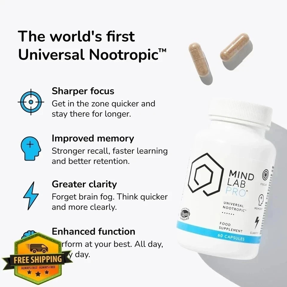 2 Pack Universal Nootropic – Focus Memory Plus Mental Clarity 60 Capsules /