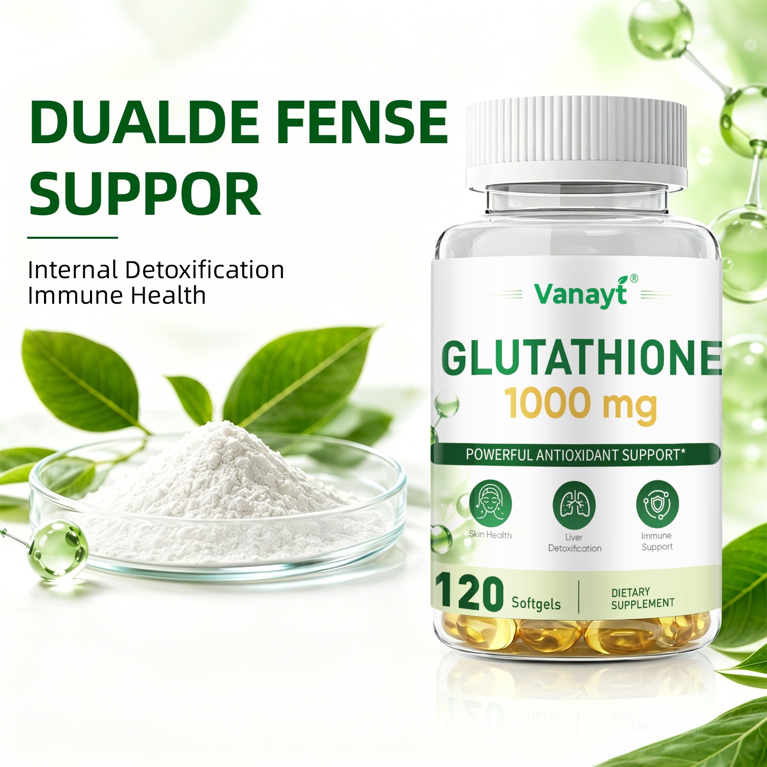 L-Glutathione 1000mg Capsules – Antioxidant, Liver, Immune & Cell Health Support