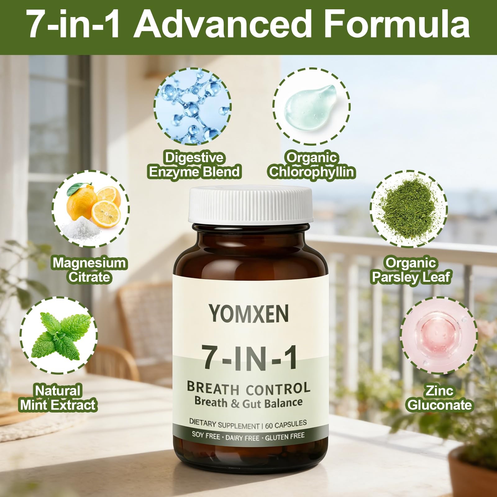 Breath and Gut Balance, 7-in-1 Advanced 1 Count (Pack of 60)