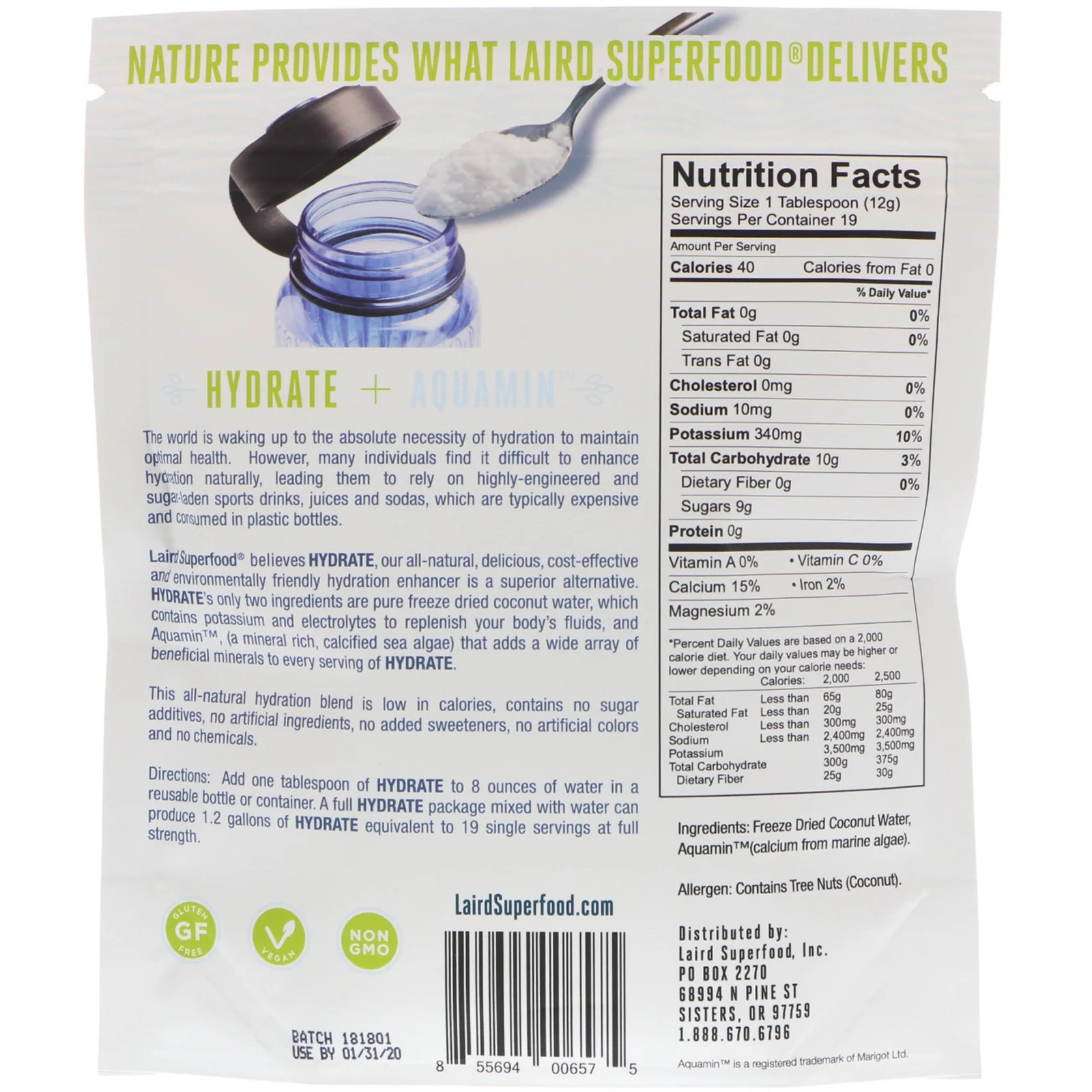 Hydrate, Coconut Water, Original, 8 oz (227 g)