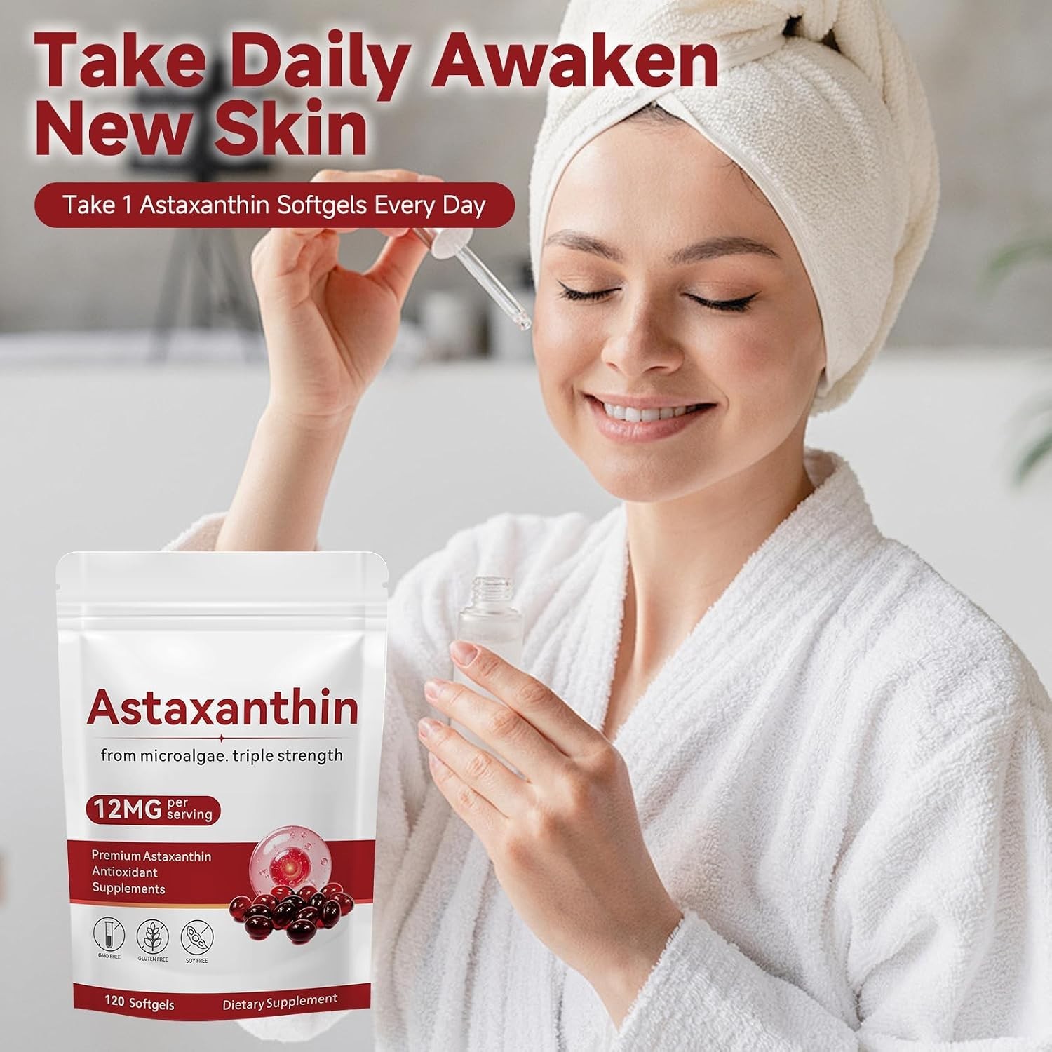 Astaxanthin 12mg, 120 Softgels, Astaxanthin Antioxidant Supplements with Ant…