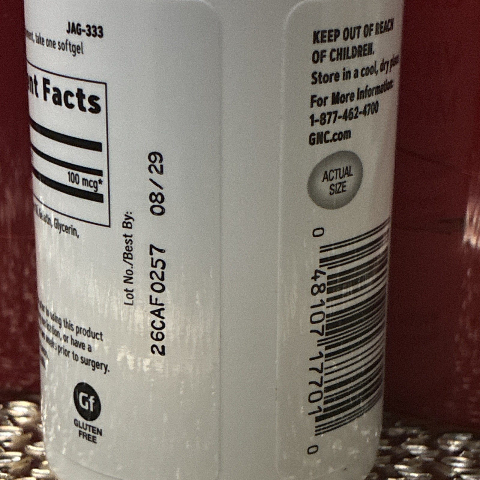 GNC Vitamin K-2 MK-7 100 mcg Bone Health Gluten-Free 60 Softgels