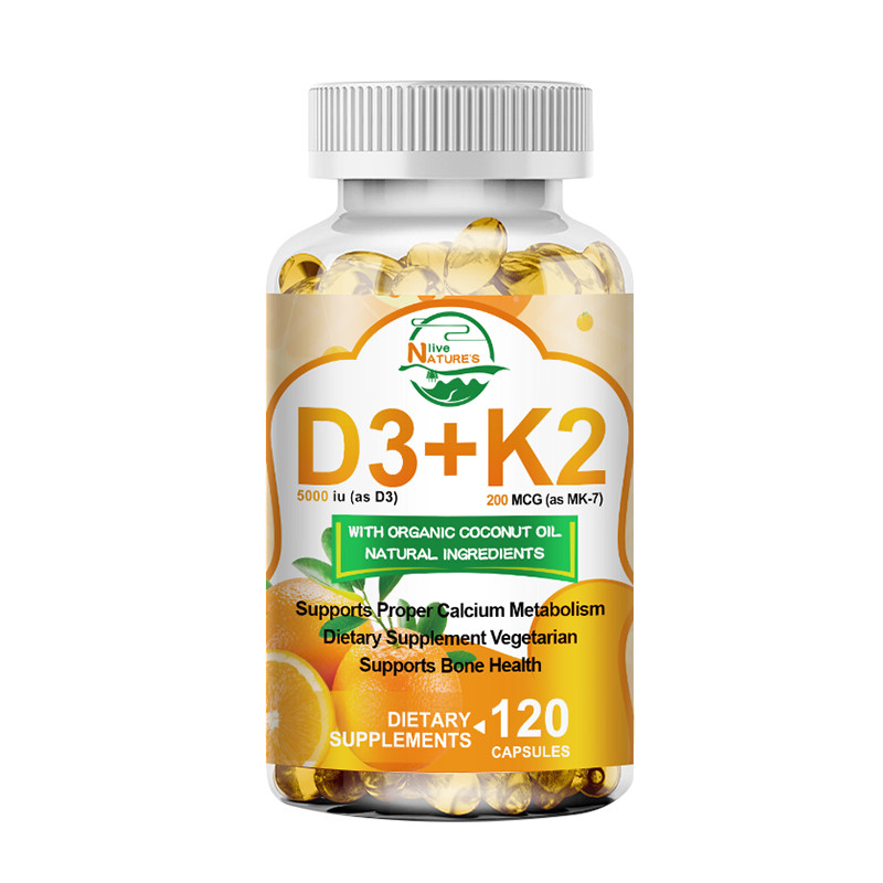 Nature’s Live Vitamin D-3 & K-2, Immune & Mood Support, 120 Veg Capsules, 2 Pack