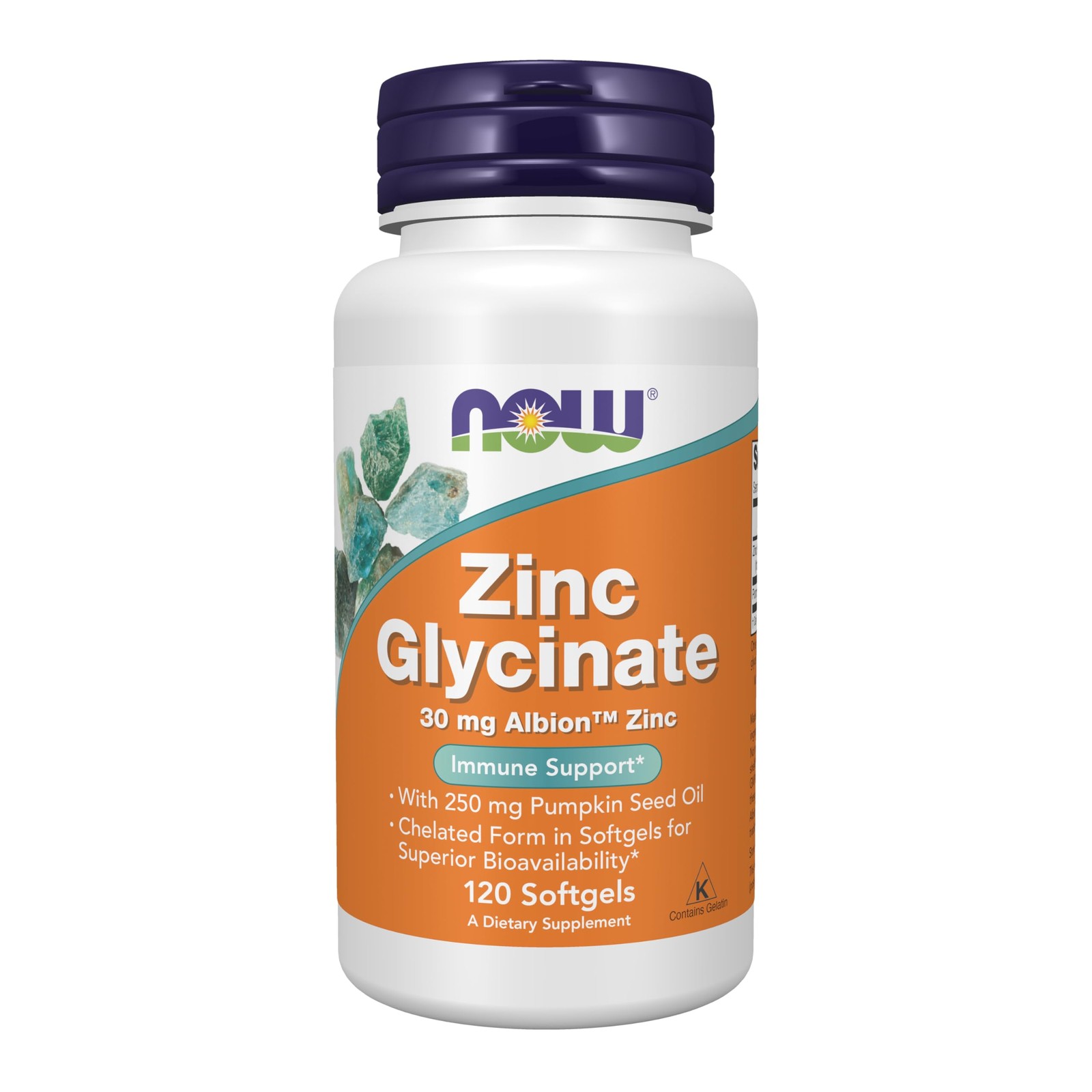 NOW Foods Supplements, Zinc Glycinate with 120 Count (Pack of 1), Red/Brown