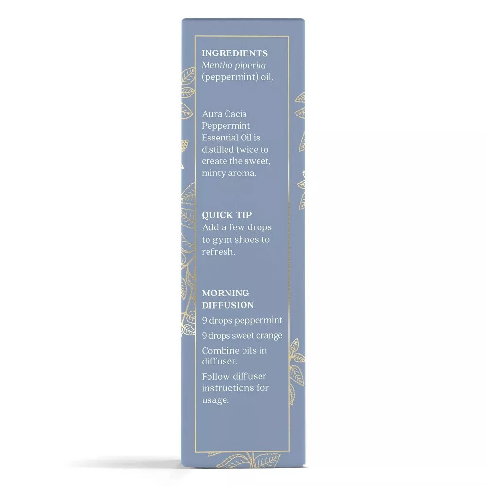 PACK OF 6 Aura Cacia Peppermint Pure Essential Oil 0.25 oz 7.4ml Mentha Piperita