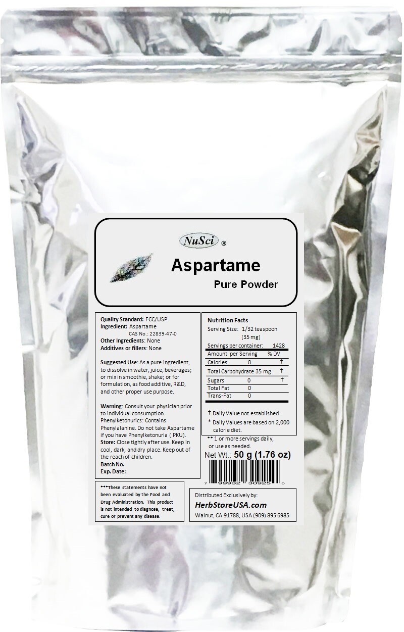NuSci 100% pure Aspartame Powder 500g (1.1lb, 17.6oz) Low Calorie Sweetener
