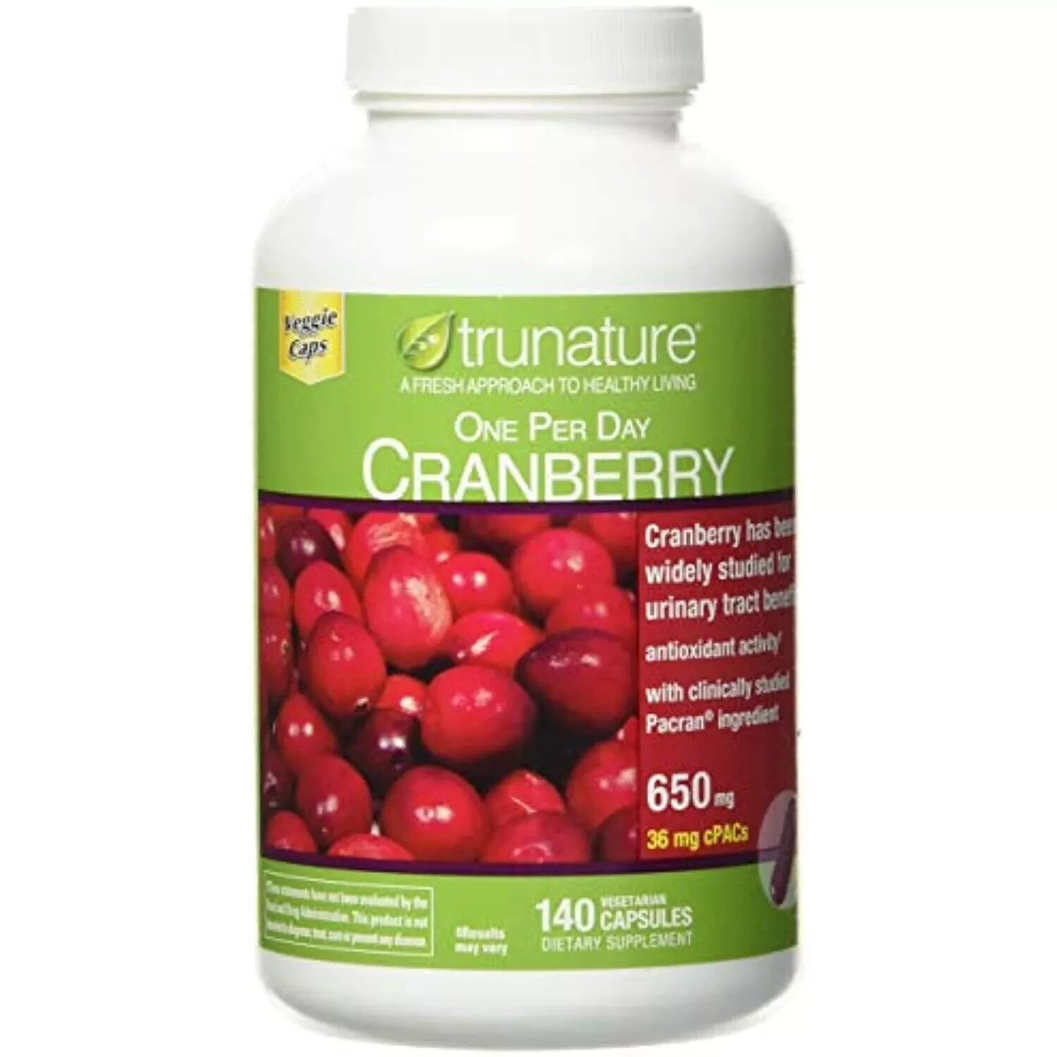 trunature CRANBERRY 650mg, 140 Vegetarian Capsules EXP – 03/26