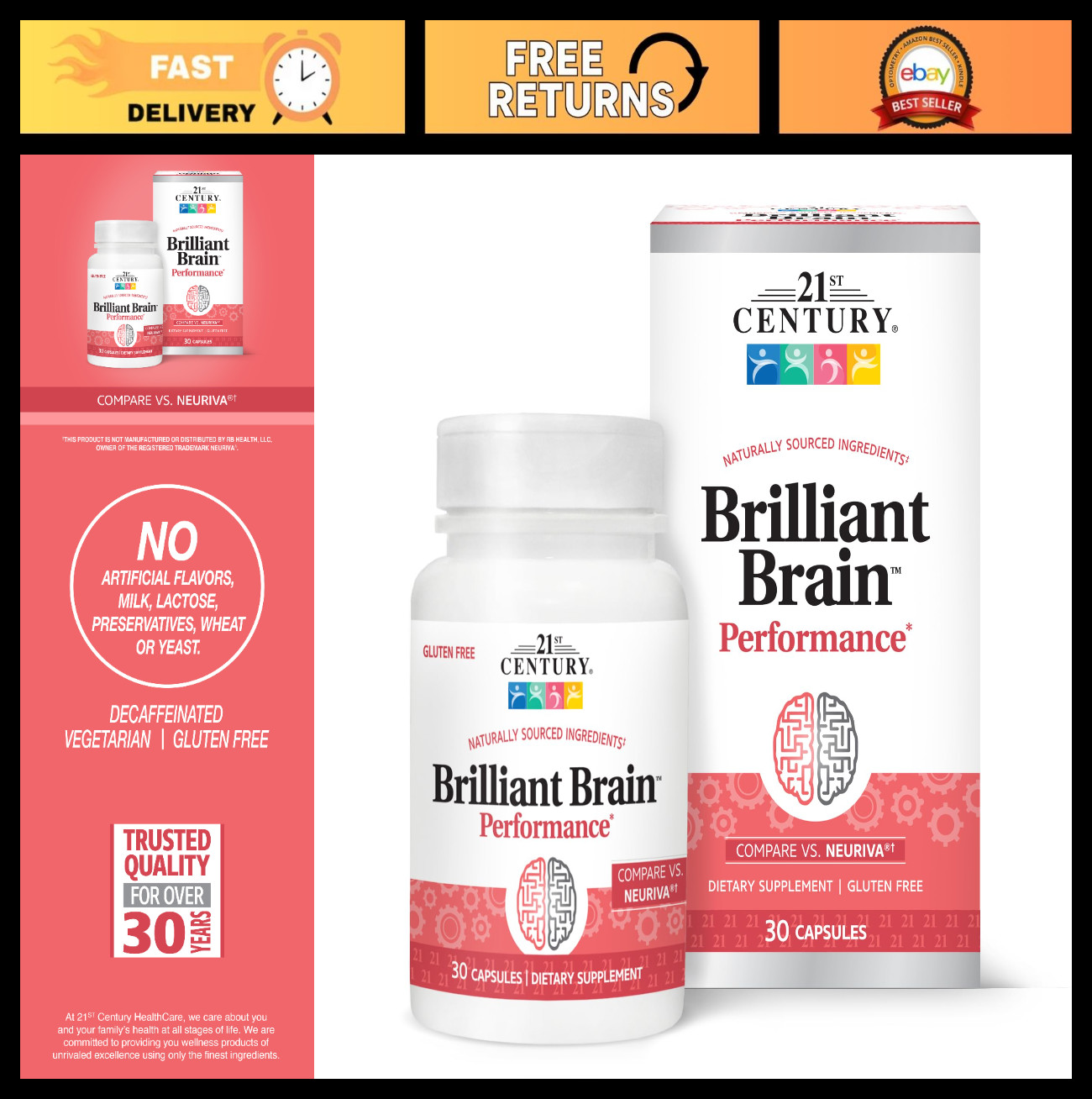 Cognitive Support Nootropic Capsules – 30ct, Plant-Sourced Phosphatidylserine &