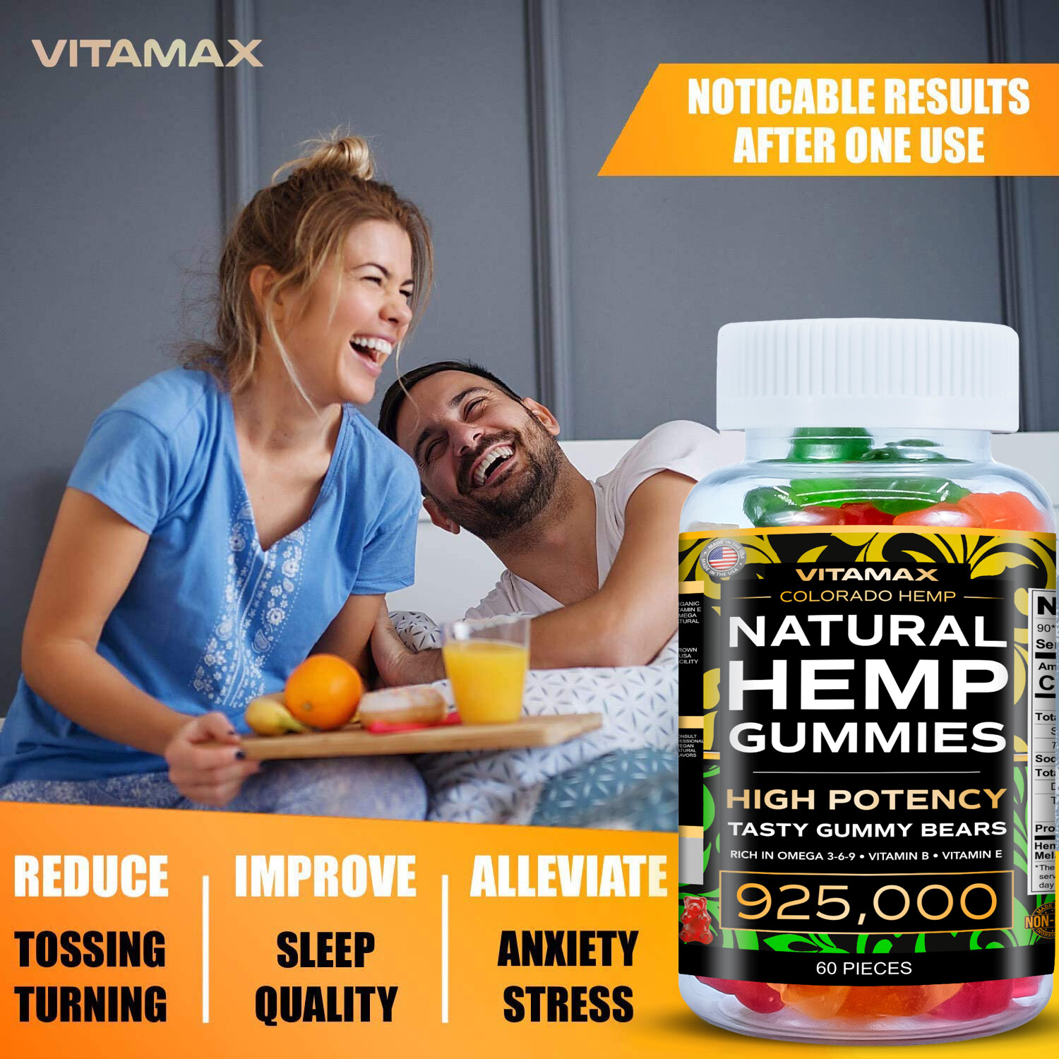 (2 Pack) Natural Gummies for Stress Relief – For Pain, Insomnia & Anxiety 120ct