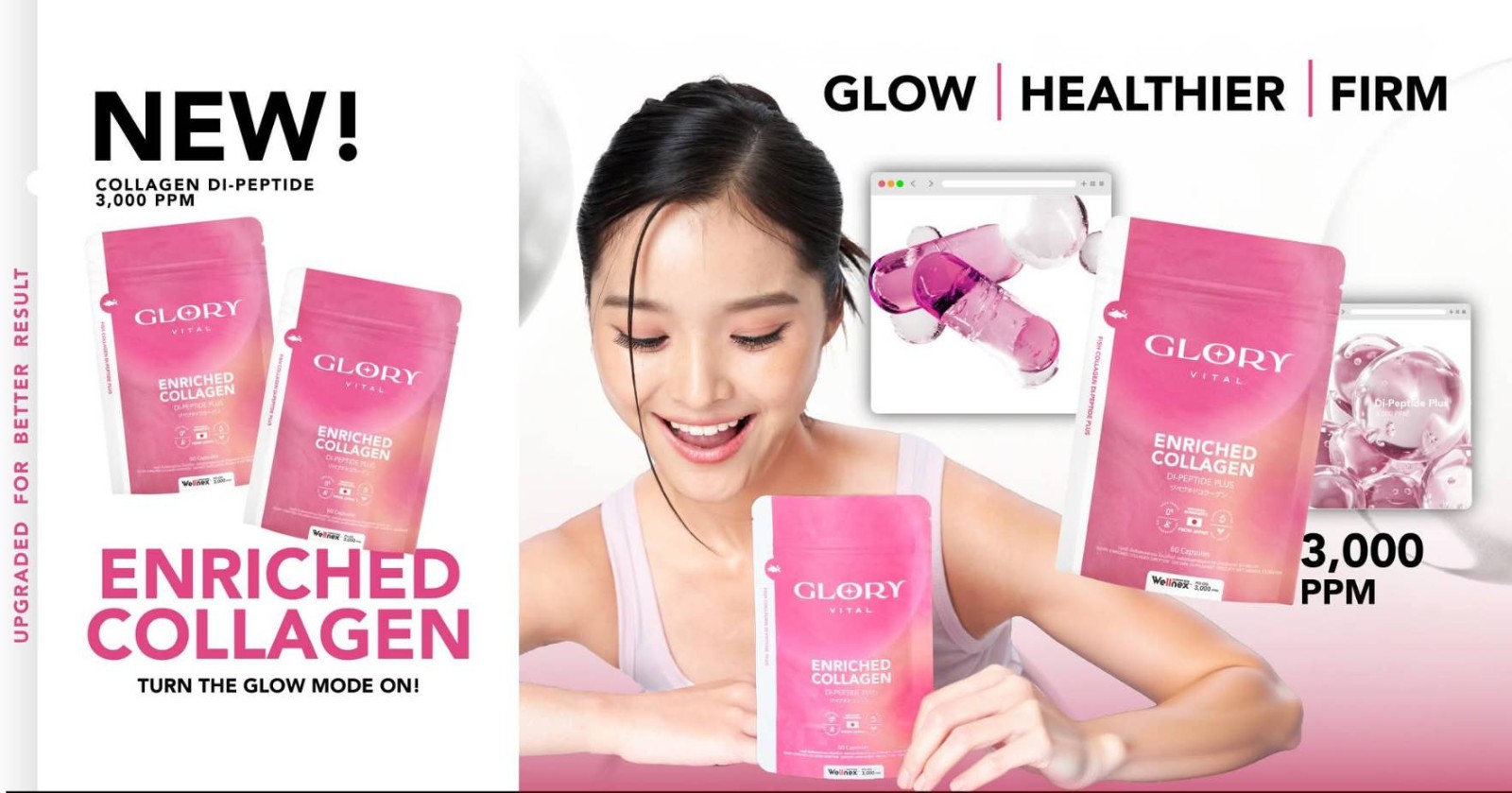 4X Glory Collagen Di Peptide + Tomato Vitamin C Radiance Healthy Skin