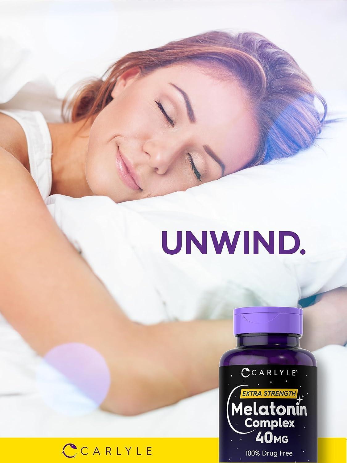Melatonin 40 Mg Complex Ashwagandha Chamomile Extra Strength Sleep Aid, 150 Tabs