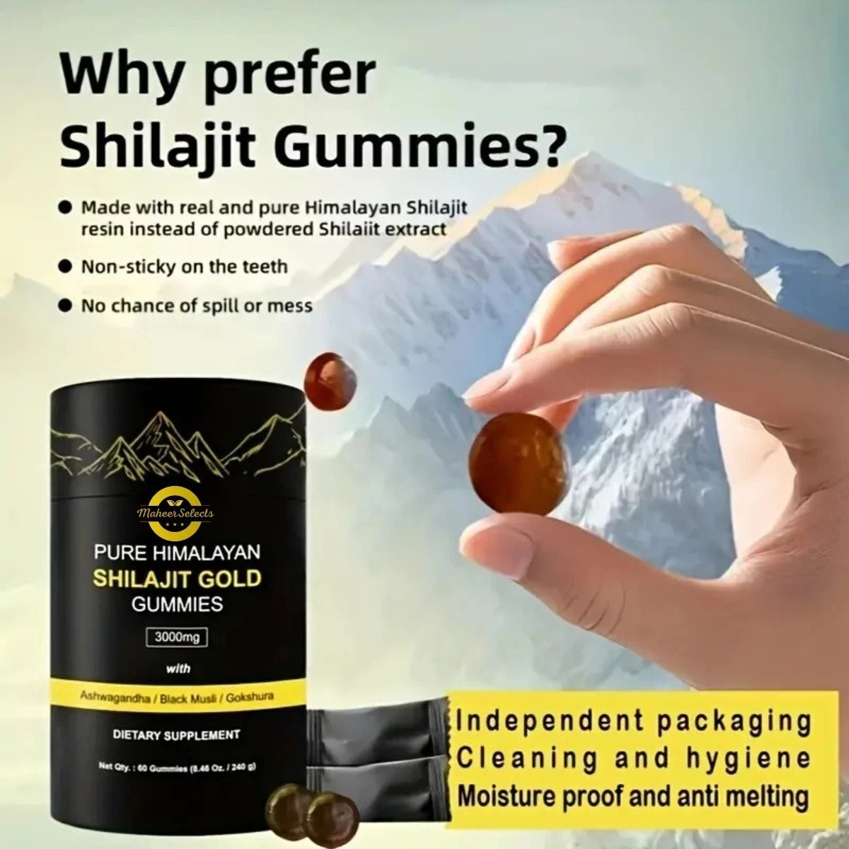 Himalayan Shilajit GOLD Gummies, Organic, Extremely Potent 3000 mg, Fulvic Acid