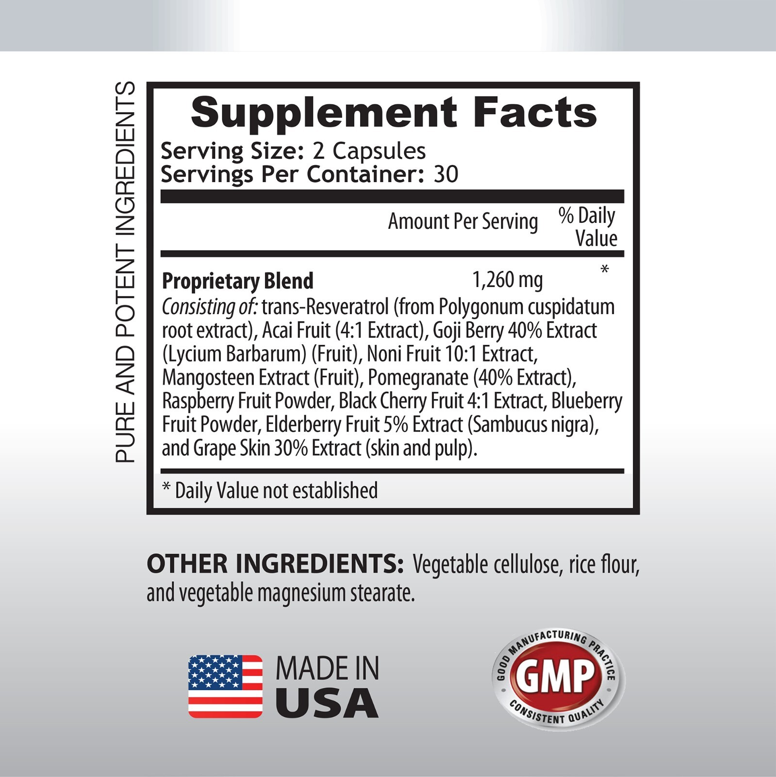 trans-Resveratrol – RESVERATROL COMPLEX – antioxidant blend supplement – 1 Bot