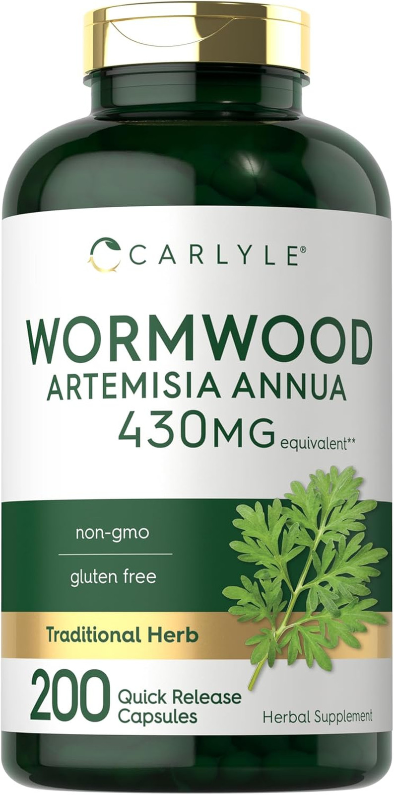 Carlyle Wormwood Capsules 430Mg | Artemisia Annua Herb | 200 Count | Non-Gmo & G
