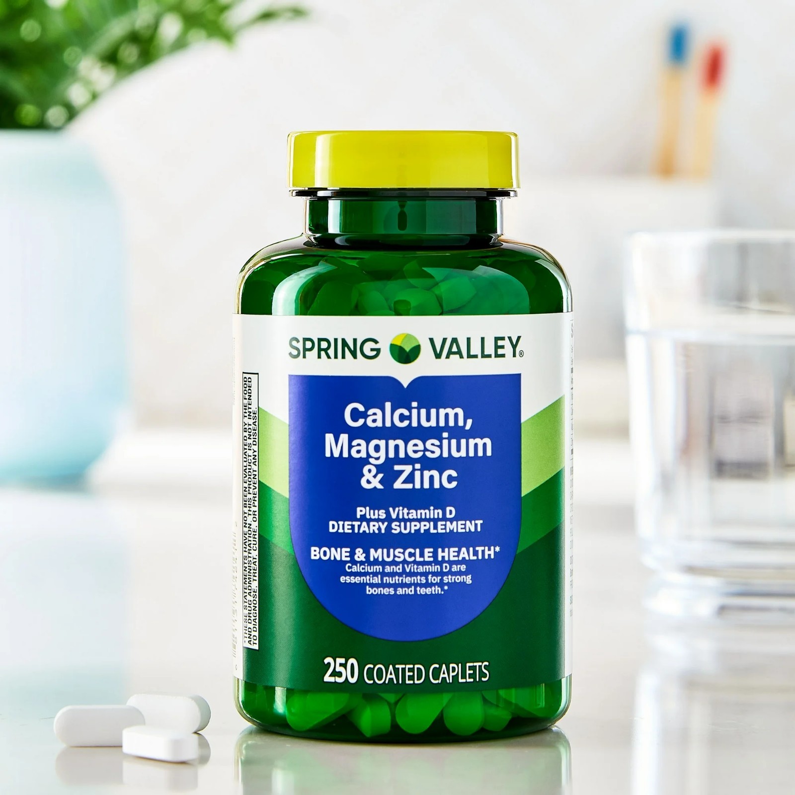 Spring Valley Calcium, Magnesium & Zinc Plus Vitamin D3 Coated Caplets,250 Count