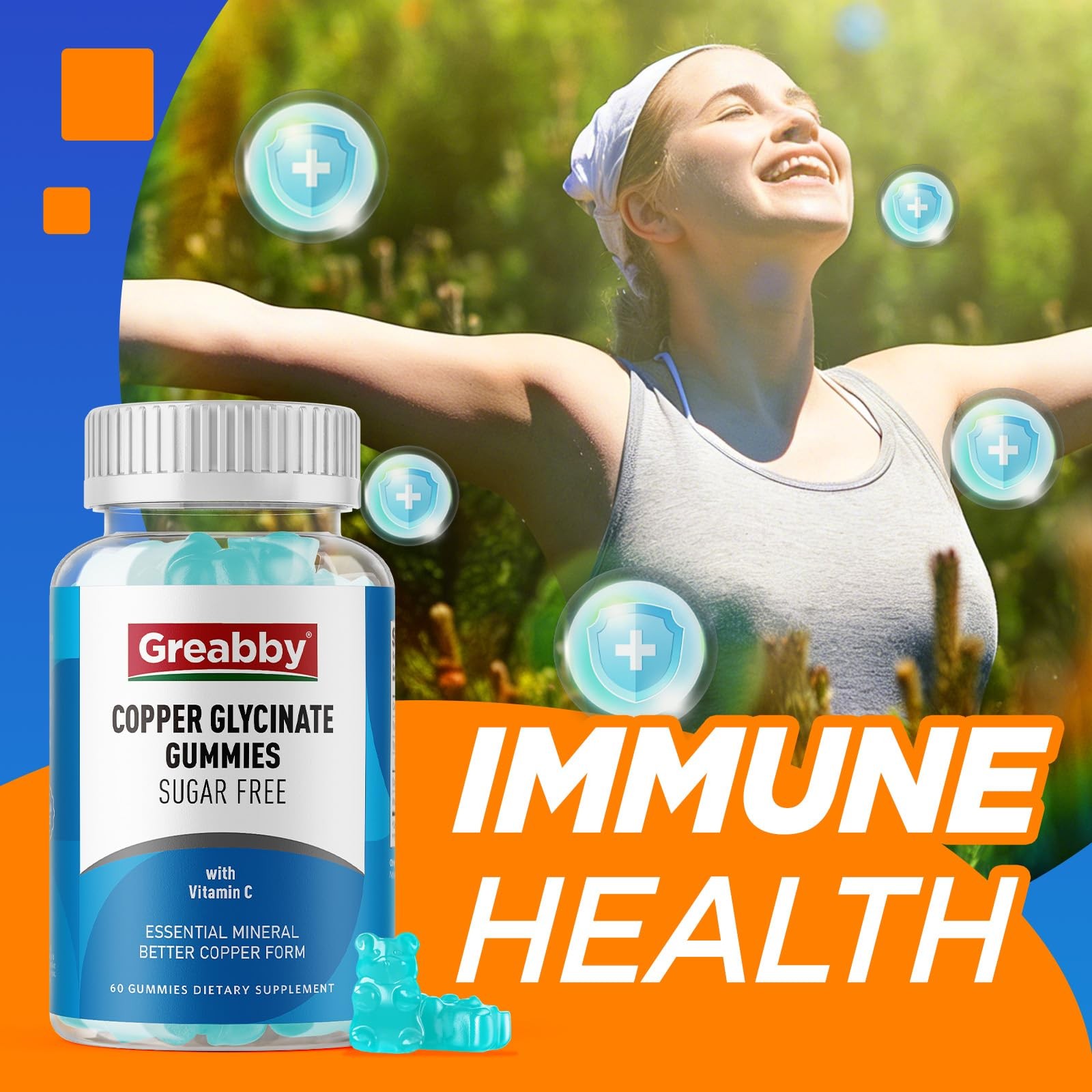 Copper Glycinate Gummies for Women, 2mg Chelated 1 Count (Pack of 60)