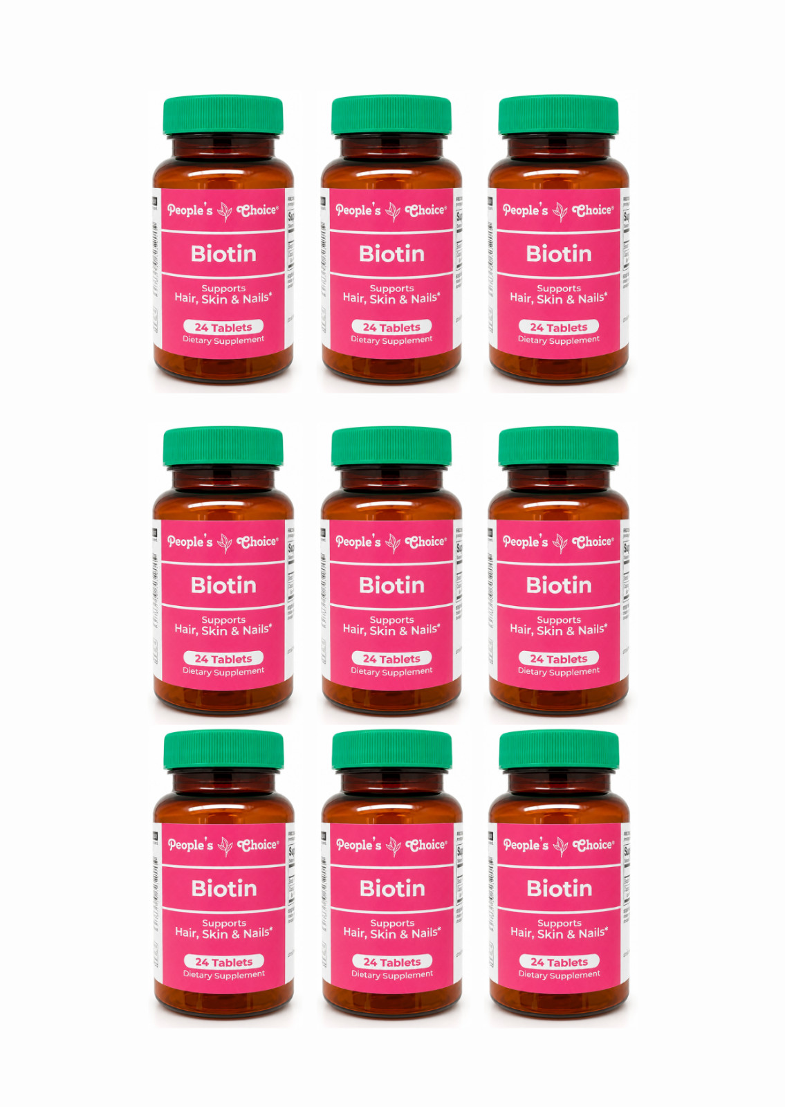People’s Choice Biotin 24 Tablets 9 Pack Hair Skin & Nails Support