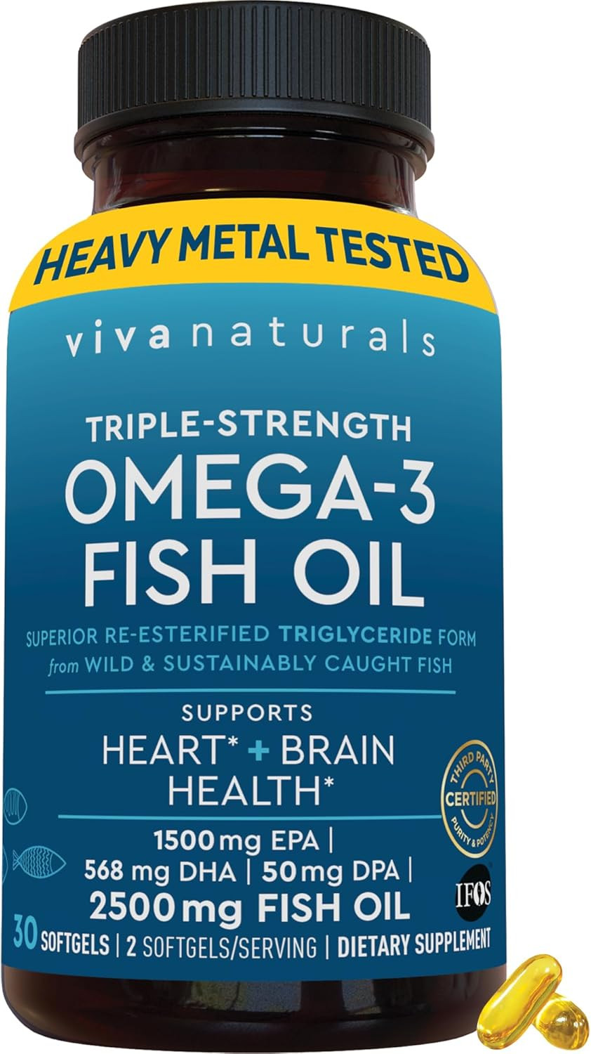 Triple Strength Omega 3 Fish Oil Supplement – 2500 Mg Fish Oil with Re-Esterifie