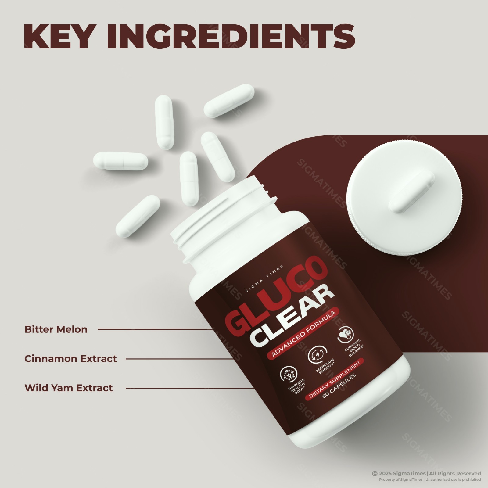 GlucoClear Capsules, Gluco Clear Natural Formula for Blood Support – 2 Pack