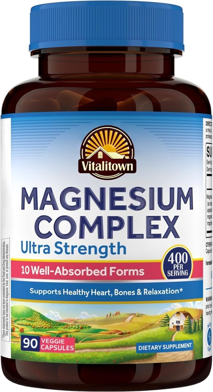 «Vitalitown 10 in 1 Magnesium Complex Supplement – 400mg 90 Count (Pack of 1) «