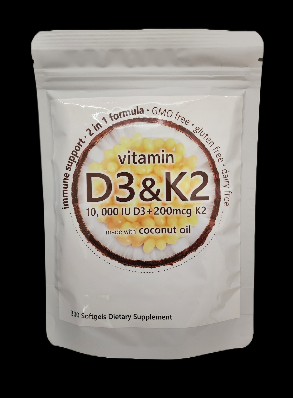 Vitamin D3 K2 Softgel 300 Capsules Extra Strength D3 K2 Supplements USA