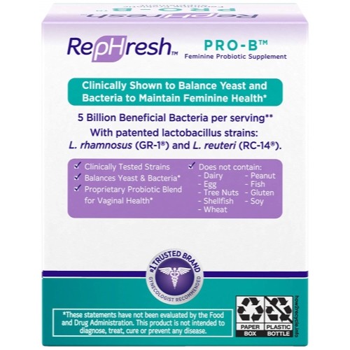 6 Pack Rephresh Pro B Probiotic Feminine Supplement 30 Capsules 1 Per Day