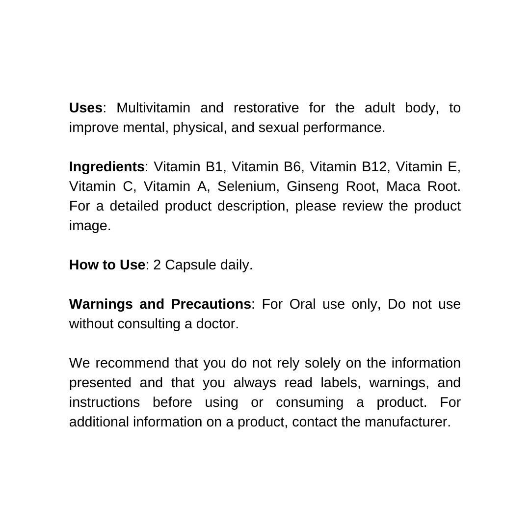 1 ASTROTON GINSENG & MACA H4 60 CAPS / MULTI-VITAMIN IMPROVES SEXUAL PERFORMANCE