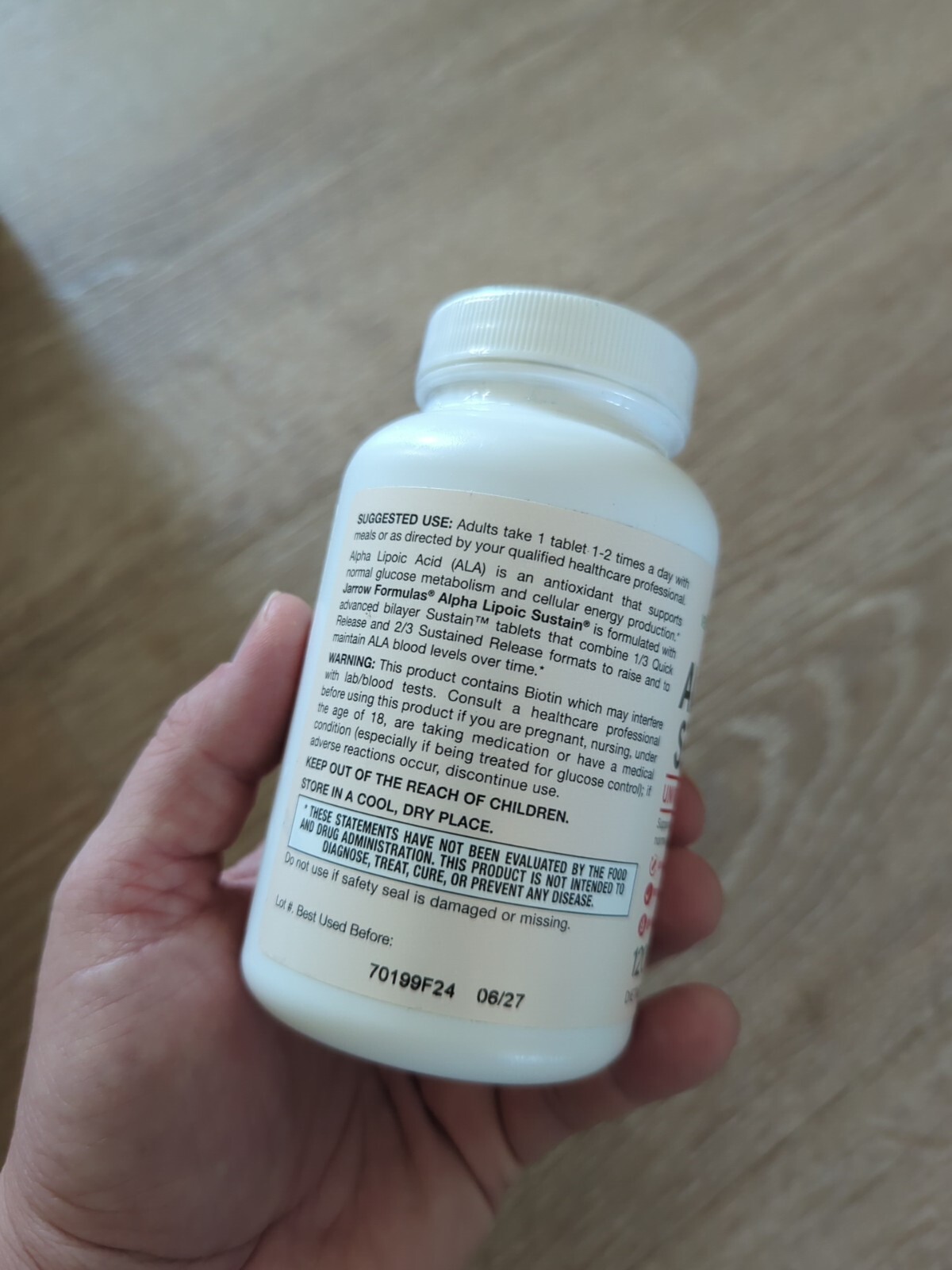 120 tablets Jarrow Formulas Alpha Lipoic Sustain w/ Biotin *SEALED* Exp 6/2027